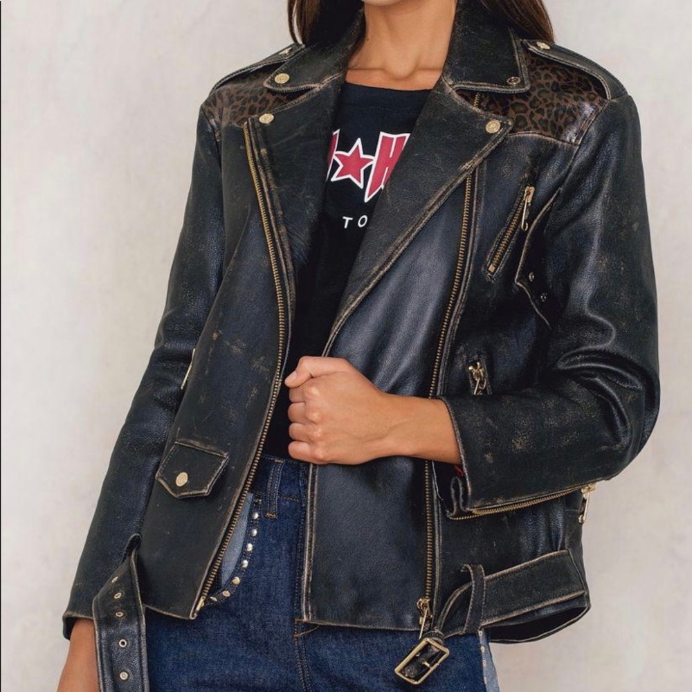 VINTAGE TOMMY HILFIGER MOTO GENUINE LEATHER JACKET